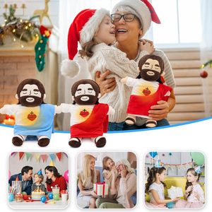 Peluche Jésus respirante avec lumières et chansons, poupée en peluche Cœur de Jésus, cadeau religieux pour enfants pour l'école <span class=keywords><strong>du</strong></span> dimanche et Thanksgiving - Product Image 5