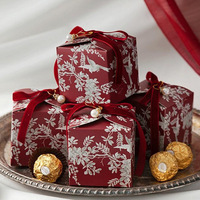 Boîte cadeau cylindrique de luxe biodégradable en papier artistique, style français, motif floral et oiseaux d'inspiration chinoise, avec poignée, pour bonbons de mariage et pâtisseries
