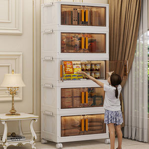 Grande Armoire de Rangement Pliable à <span class=keywords><strong>Double</strong></span> Porte, en PP Transparent, pour Cuisine et Chambre d'Enfant - Product Image 2