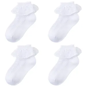 Fancy Ruffle Lace Princess Child Stockings Breathable Cute Fluffy Kids Girls Flower Dance Baby Socks