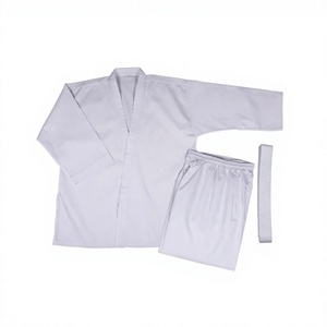 Karate Unifrom Suit GI Aikido Artes marciales Ligero Cinturón libre Blanco Negro - Product Image 1