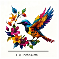 Décoration murale en fer « Hummingbird Bloom » – Accent coloré colibri pour décoration de mariage, design naturel circulaire, style Art Déco