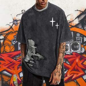 T-shirts graphiques décontractés d'été pour hommes personnalisés, style streetwear Y2K, coupe oversize, effet délavé, motif inspirant 3D - Product Image 4