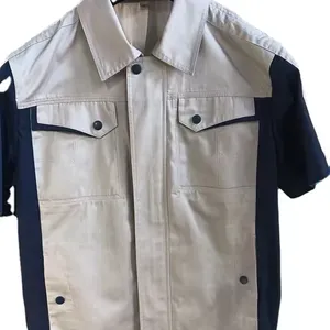 Vente en gros uniformes vêtements de travail mécanicien une pièce vêtements de travail pour l'exploitation minière coton adultes sécurité à manches courtes chemises de travail