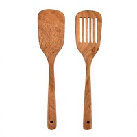 Ensemble d'ustensiles de cuisine personnalisés pour restaurant, couverts en bois écologiques comprenant une spatule et une cuillère à soupe, 6 pièces, lavage à la main uniquement