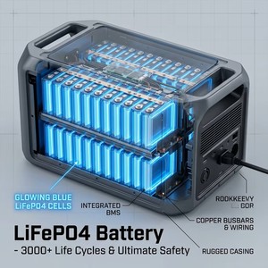 สถานีไฟฟ้าพกพา LiFePO4 1200W พร้อมแผงโซลาร์เซลล์ 200W, ชุดเครื่องกำเนิดไฟฟ้าพลังงานแสงอาทิตย์ 1000Wh สำหรับการตั้งแคมป์ ใช้ในบ้าน และสำรองไฟฉุกเฉิน - Product Image 5