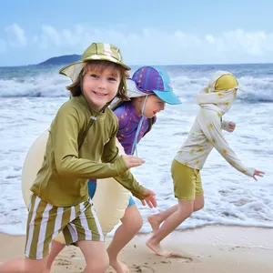 KOCOTREE 새로운 어린이 두 조각 수영복 UV 보호 비치 풀 여름을위한 귀여운 긴팔 스플릿 키즈 수영복