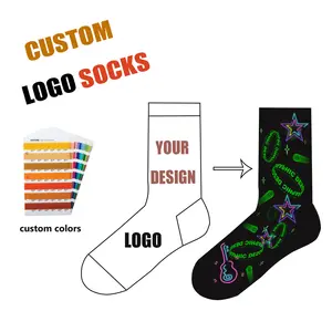 DESIGN YOUR OWN CUSTOM LOGO Custom Logo OEM Own Fashion Jacquard Embroidery Design Socks