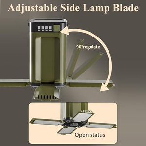 Lanterne de camping LED rechargeable pour jardin, étanche, pliable, avec affichage du niveau de batterie, charge solaire et lampe torche intégrée - Product Image 2
