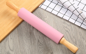 Wholesale Non-stick Food Grade Silicone & Wooden <b>Rolling</b> Pin Bakeware Accessories Kitchen Use Pastry <b>Tools</b> Creative Design - Product Image 4