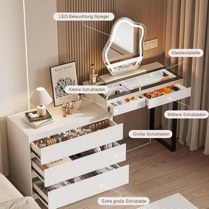 Tables de maquillage avec plateau en verre, miroir en forme de nuage et station de charge, directement de l'usine SENYU, avec éclairage LED - Product Image 5