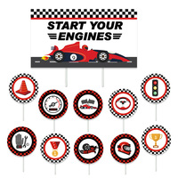Youlun Race Car Geburtstag Dekorationen Race Car Party Supplies Set-Rennwagen Cake Topper für Jungen Geburtstag Abendessen Dessert