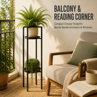 Support à fleurs moderne à 2 niveaux, porte-plantes en métal, revêtement poudré, présentoir de jardin pour intérieur, extérieur, balcon, véranda