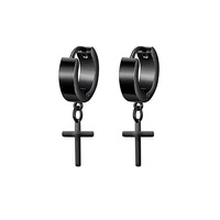 15 paires de boucles d'oreilles en acier inoxydable incrustées de zircon, boucles d'oreilles pendantes en forme de croix pour hommes, bijoux d'oreille, vente en gros
