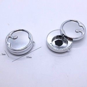 Trendy Silver Plated Magnetic Compact Case Phone Stand Blush Powder <b>Empty</b> <b>Box</b> Cosmetic Packaging Mirror Custom Logo - Product Image 3