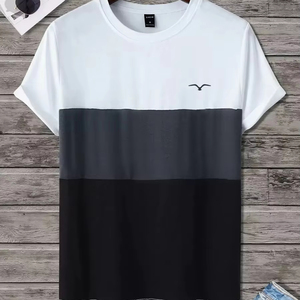 Camisetas para hombre con estampado de pájaros y bloques de color, personalizables por nuestra fábrica de ropa.F10 - Product Image 1