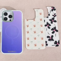 Coque de téléphone à panneau arrière magnétique remplaçable pour iphone 17 / 17pro/17promax/17air avec le violet profond à pois dorés