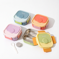 Boîte à lunch bento en acier inoxydable pour enfants de 1000 ml, sans BPA, compartiments divisés avec cuillère pour le stockage des aliments des élèves