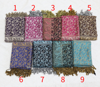 Usine exquise Jacquard cajou tissé 100% rayonne Polyester Pashmina châle livraison directe pour hiver feuille point Argyle musulman