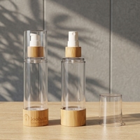 Flacon vide sans air haut de gamme 30ml 50ml 80ml 100ml 120ml pour lotion et crème, emballage cosmétique sous vide en bambou