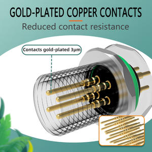 Connecteur de montage sur panneau <span class=keywords><strong>M12</strong></span> Socket IP67 étanche DIN Type A/B/D/ Code PCB avec 2-17 broches mâle femelle à fixation frontale Fabricant - Product Image 6