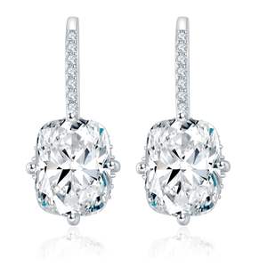 Pendientes de Aro de Moissanita Gris Plateado para Mujer con Piedra de Corte Pad, Joyería Elegante con Piedras Preciosas - Product Image 2