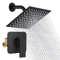 Ensemble de douche thermostatique pour salle de bain avec pomme de douche murale dissimulée en laiton