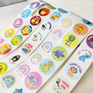 Custom cartoon cute anime stickers roll self adhesive motivational stickers deco stationary stickers packaging labels etiquette