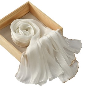 Écharpe longue en <span class=keywords><strong>soie</strong></span> de Chine unie, rafraîchissante et respirante pour l'été, protection solaire - Product Image 5