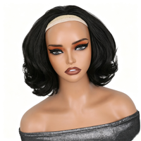 Perruque synthétique courte bouclée Yaki de 12 pouces, ondulée, super douce, en fibre résistante à la chaleur, sans colle, pour femmes noires - Vente en gros