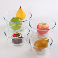 Bol à salade en verre borosilicate de forme ronde, compatible micro-ondes et four, avec couvercle en PP