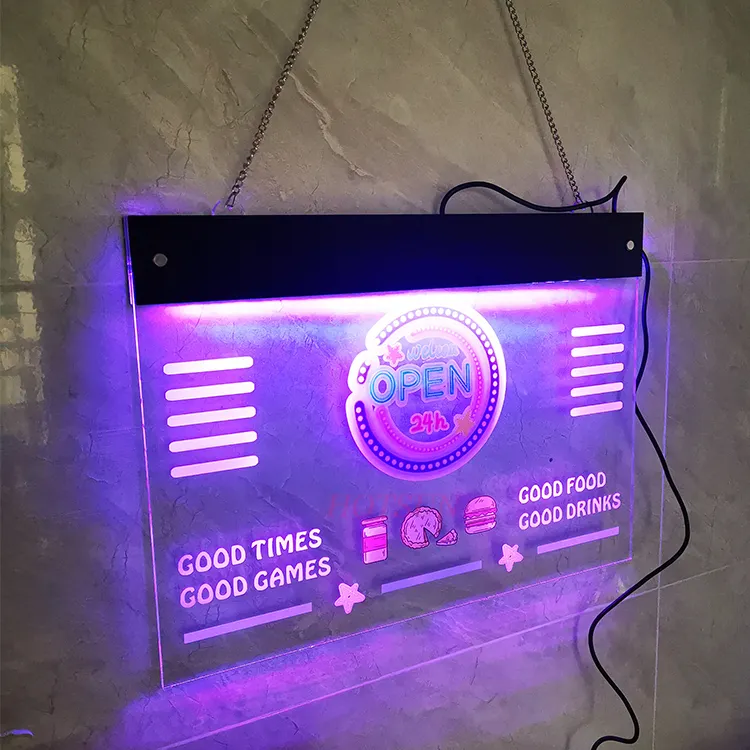 Benutzer definierte Salon Shop ADV USB LED Neon Dekor Wand hängen Kunst Display Licht Zeichen RGB Farben LED Acryl Zeichen