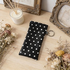 Étui à lunettes portable 9,5x18 cm, imprimé à pois, coque souple, sac de rangement rectangulaire pour lunettes avec porte-clés pour lunettes de soleil et - Product Image 4
