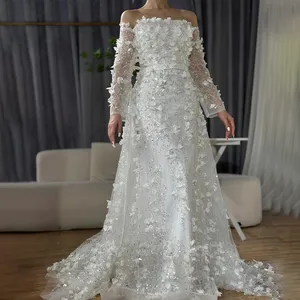 Vestido de noche de sirena con cordones en la espalda sin tirantes personalizado 2024 con sobrefalda y apliques para ocasiones formales LA72641 - Product Image 3