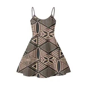 Playa Polinesia Tribal ropa OEM personalizado Spaghetti vestido de las mujeres elástico Casual Bodycon Sexy Mini A Line vestidos al por mayor