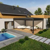 Pergola motorisée en aluminium à lames orientables avec écran latéral rétractable, imperméable, pour patio extérieur, gazebo, villa, piscine, abri thermique