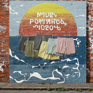 Shorts de sport décontractés en coton rayé pour hommes, entrejambe de 5 pouces, respirants, taille mi-haute avec cordon de serrage, pour l'été et la gym - Product Image 2