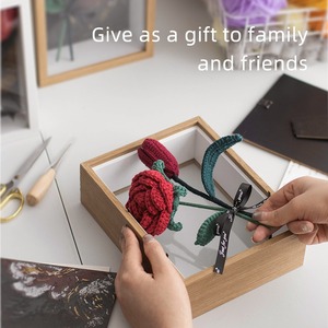 Custom Handmade crochet rose <b>picture</b> <b>frame</b> finished yarn woven desktop ornament tulip simulation flower Teacher's Day gift - Product Image 4