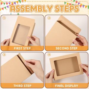 Caja de Almacenamiento para Tarjetas Postales de Papel Kraft con Ventana Transparente de PVC, Multiusos, para Tarjetas de Felicitación, Marco para Fotos, Carpeta, Embalaje - Product Image 3