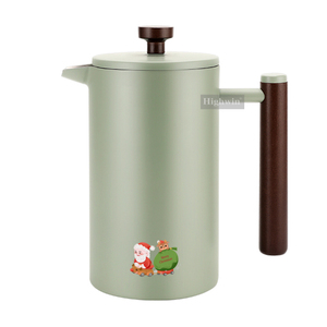 HIGHWIN Fournisseurs de <span class=keywords><strong>Café</strong></span> Peinture Vert Lac Poignée en Bambou Presse Française Personnalisée Presse à <span class=keywords><strong>Café</strong></span> en Acier Inoxydable à Double Paroi - Product Image 1