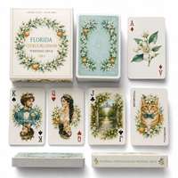 Jeu de cartes de poker personnalisé Florida Citrus Blossom, portrait aquarelle, avec boîte de rangement