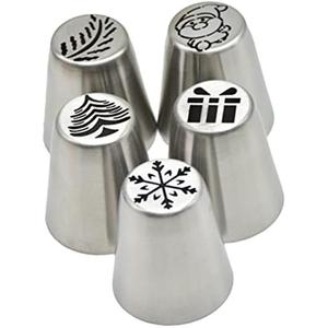 Christmas Piping Tips Set 5 Piece Stainless Steel Reusable Butter Piping <b>Cake</b> <b>Decorating</b> <b>Supplies</b> - Product Image 2