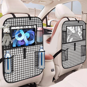 <b>Car</b> Seat Back <b>Storage</b> <b>Bag</b> Houndstooth 10L Waterproof With Handle 8-11 Pockets Non Woven Fabric For <b>Car</b> Organizers - Product Image 3