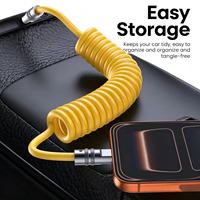 Cable USB-C en Espiral de 1.2M, Retráctil, Tipo C a Tipo C, Carga Rápida, Cable de Silicona para Auto, Computadora y Teléfono