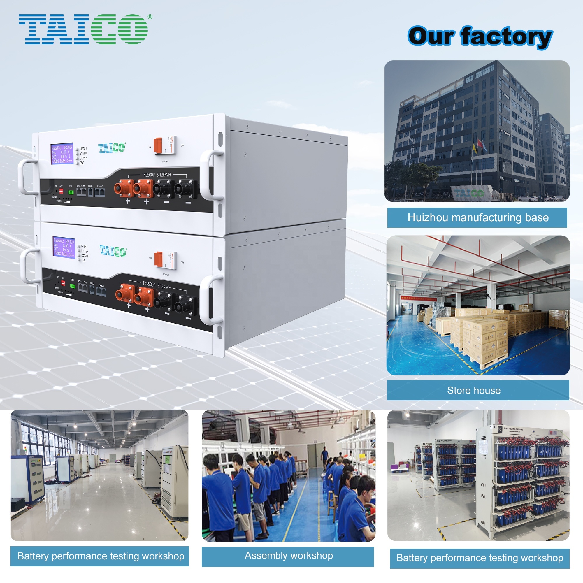 TAICO 5kWh to 30kWh 48V 51.2V Lifepo4 Lithium Battery Residential Stacked Mounted Home Solar Energy Storage System · image 4