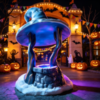 Décoration d'Halloween d'extérieur, sculpture de sorcière en fibre de verre imperméable, fontaine à souhaits, grande statue 3D géante pour exposition de vacances