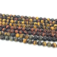 Manik-manik Longgar Batu Permata Mata Harimau Alami Kualitas Tinggi untuk Pembuatan Perhiasan 4 6 8 10 12 14Mm