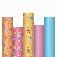 Rouleaux de papier cadeau en gros, colorés sur le thème des desserts et de couleur unie, pour les faveurs de fête d'anniversaire