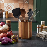 Porte-ustensiles en bois d'acacia, rotatif à 360°, grand organisateur de comptoir, décoration de cuisine style ferme