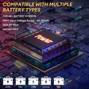 Cho powmr 10000 Wát năng lượng mặt trời biến tần 48VDC 110VAC kép 10KW off-lưới lai biến tần 120A <span class=keywords><strong>MPPT</strong></span> phí điều khiển Max PV đầu vào 6400 Wát - Product Image 4